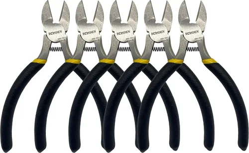 BOOSDEN Cortadores diagonales de 5 pulgadas, paquete de 5 cortadores de alambre, alicates de corte de bricolaje, cortadores laterales con resorte,