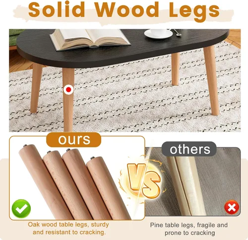 Miniatura 4 de FAMIDGE Mesa auxiliar, mesas auxiliares ovaladas pequeñas de 23.6 pulgadas para espacios pequeños con 4 patas de madera maciza, mesa de pie