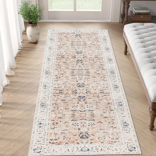 Miniatura 25 de jinchan Alfombra de entrada de 2 x 3 pulgadas, lavable, diseño floral vintage, tapete pequeño para interiores, bohemio, ligero, delgado