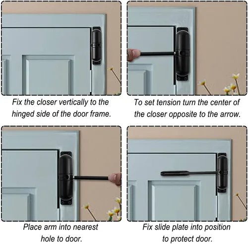 Miniatura 3 de Cierrapuertas automático de seguridad con muelle de seguridad, fácil de instalar para convertir puertas con bisagras en cierre automático