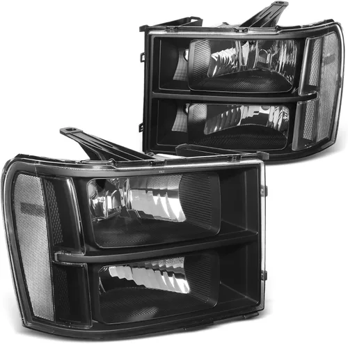 Miniatura 11 de DNA MOTORING Par de faros estilo OE Compatible con GMC Sierra 1500 07-13/Sierra 2500 HD 3500 HD 07-14, Negro/Ámbar, HL-OH-SIE07-BK-AM