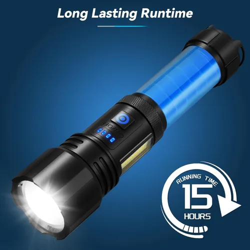 Miniatura 4 de Linternas recargables de alto lúmenes, 99,000 LM linterna LED brillante alimentada, linternas recargables USB y luces flash de mano impermeables