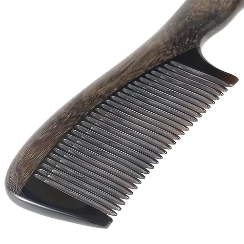 Miniatura 2 de Onedor Peine desenredante para el cabello hecho a mano, 100% natural, madera de chacate preto, antiestática, con aroma a sándalo (diente fino)