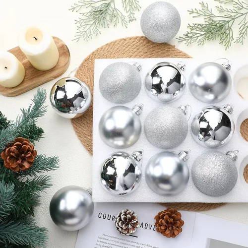 Miniatura 3 de Namalu 12 piezas 3.34" Adornos de bolas de Navidad de vidrio, adornos de bolas brillantes y mates, juego de adornos de bolas de árbol de Navidad