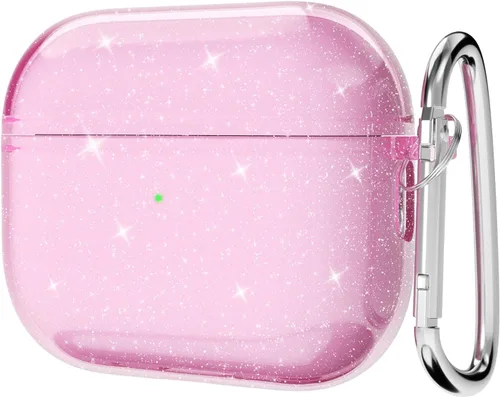 Miniatura 49 de Svanove Funda para Airpods Transparente con Purpurina, Funda Brillante y Bonita para Airpods de 1ª y 2ª Generación con Llavero, Carcasa Rígida