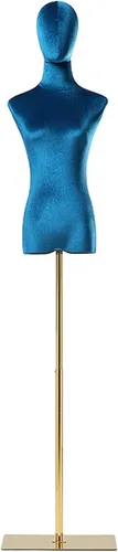 Miniatura 20 de Torso de maniquí de forma de vestido femenino, altura del cuerpo del maniquí de terciopelo ajustable, con brazo de madera maciza y base de metal