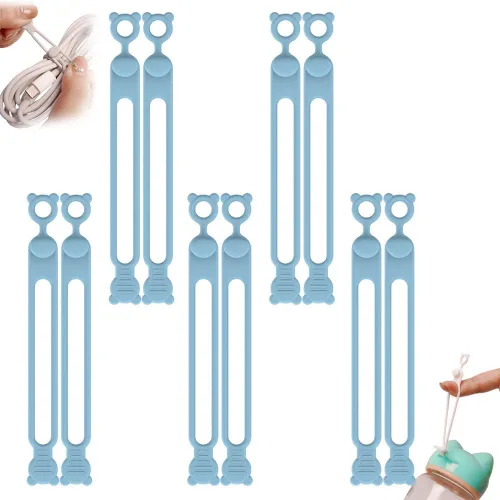 Miniatura 14 de Organizador de cables de datos, organizador de auriculares de silicona actualizado 2025, organizador de cables, bridas de cables de silicona