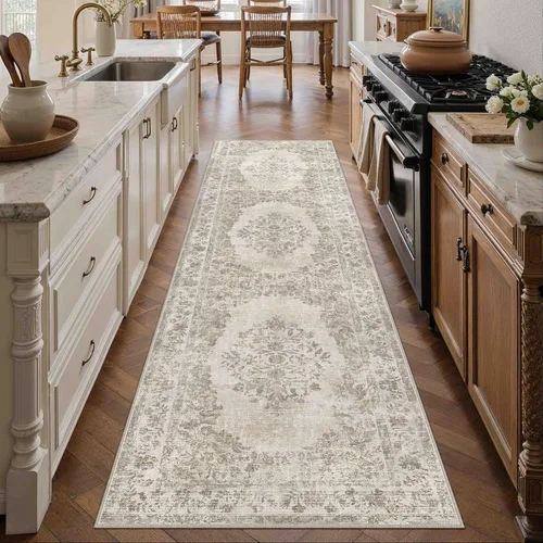 Miniatura 44 de PureCozy - Alfombra de área beige de 8 x 10, lavable, vintage, alfombra para sala de estar, dormitorio, gran alfombra suave retro de pelo bajo