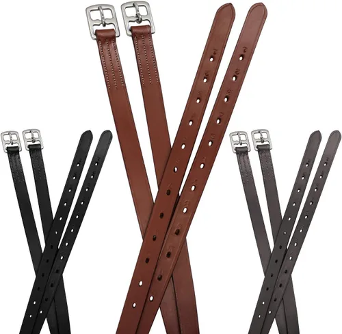 Miniatura 8 de Cueros de estribo de cuero suave con herrajes de acero inoxidable, estos cueros de 1 pulgada de ancho vienen con una garantía de un año. - Par