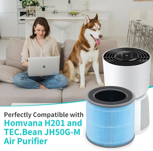 Miniatura 2 de Paquete de 2 filtros de repuesto H201 compatibles con el purificador Homvana H201 y también compatible con TEC.Bean JH50G-M, filtros 3 en 1