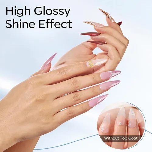Miniatura 8 de modelones Pegamento de Uñas de Gel 9 en Uno Gel Base y Capa Superior Sin Limpieza Set de 2 Piezas para Esmalte de Uñas de Gel Adhesivo Extensión