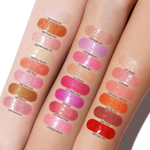 Miniatura 6 de Oulac Brillo labial líquido brillante con purpurina de alto brillo para mujeres, brillo de labios líquido brillante, no pegajoso, brillo de labios