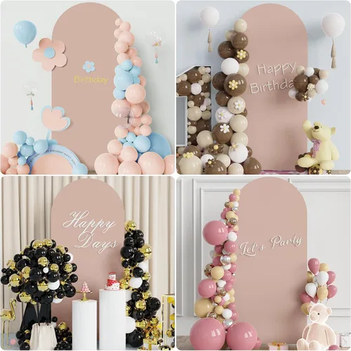 Miniatura 22 de Putros Cubierta de Arco de Boda 6 Pies Beige Spandex Ajustada Parte Superior Redonda Chiara Cubiertas de Soporte de Fondo para Decoración de Bodas