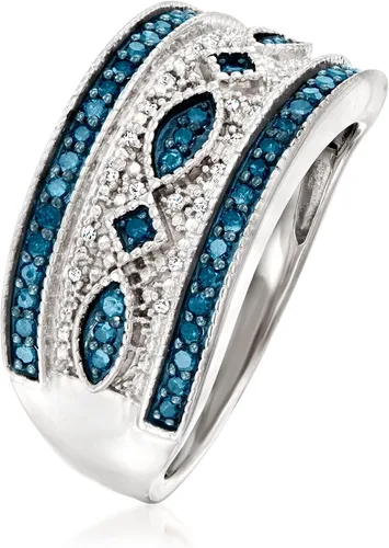 Miniatura 3 de Ross-Simons Anillo de diamantes azules y blancos de 0.50 qt t t en plata de ley