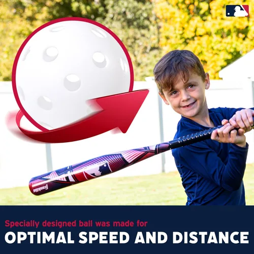 Miniatura 7 de Franklin Sports Juego de bate de béisbol de plástico para niños + pelotas – Juego de bate y pelota de juguete MLB Slammin' para niños – Bate