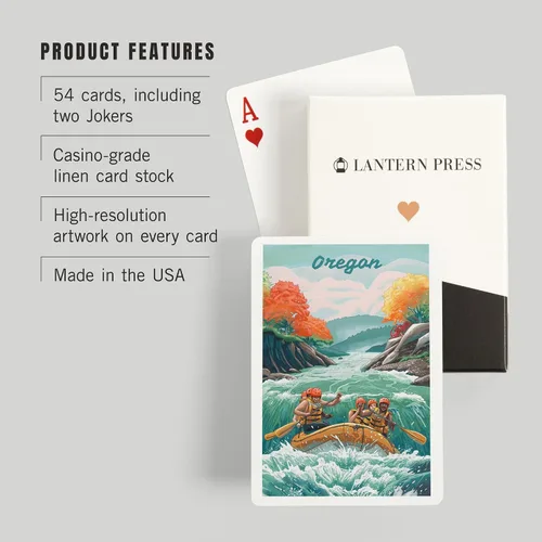 Miniatura 3 de Lantern Press Oregon, Seek Adventure, River Rafting, Fall, 52 Playing Cards for Adults, Poker Size Card Deck