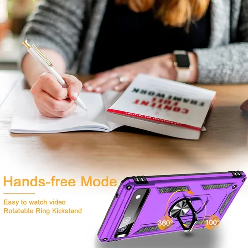 Miniatura 3 de Funda para Google Pixel 6a con protector de pantalla de vidrio templado [2 unidades], funda protectora de grado militar a prueba de golpes con Negro