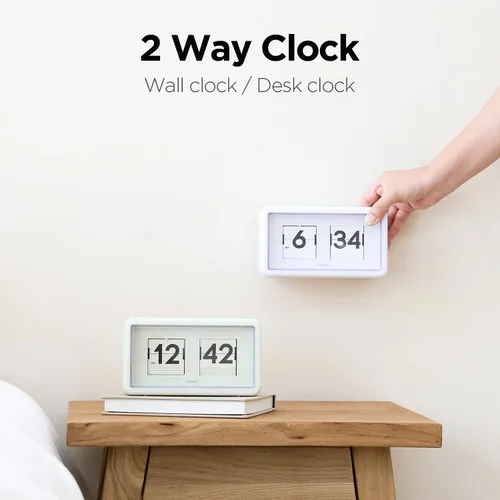 Miniatura 6 de mooas Newtro Reloj de Escritorio Abatible, Diseño Retro Reloj Abatible Automático, Volteo Vintage Automático, Funciona con Batería, AM/PM