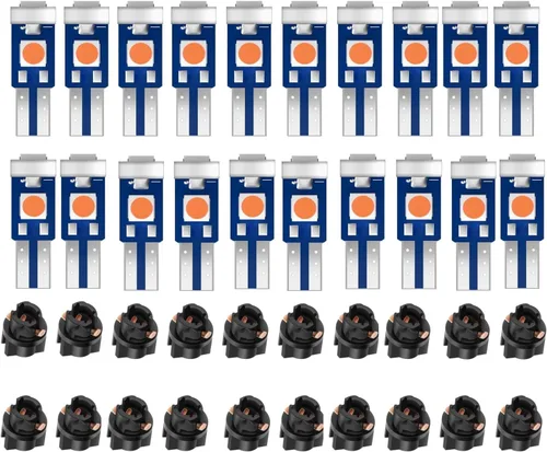 Miniatura 5 de 20 luces LED T5 para tablero de automóvil, súper azul 74 37 2721 PC74 de repuesto con enchufe de bloqueo giratorio, para puerta interior, cúpula