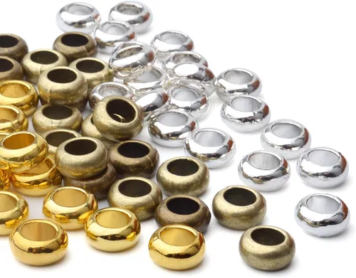 Miniatura 4 de Aylifu 60pcs Rondelle Large Hole Spacer Beads Tibetan European Spacer Loose Hole Metal Beads for Necklace Bracelet Jewelry Making