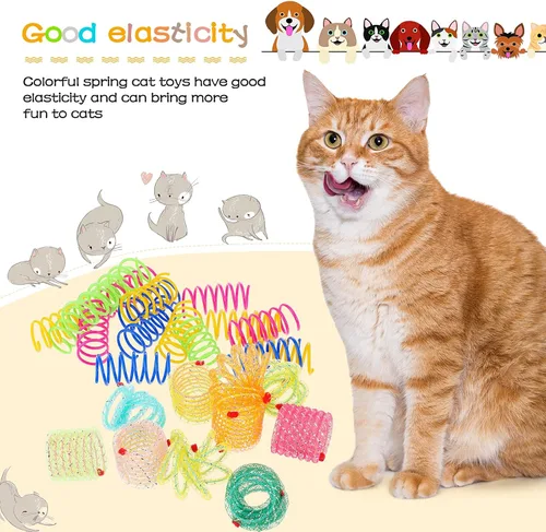 Miniatura 4 de Sumind 30 unidades de juguetes de resorte para gatos, resortes en espiral para interiores, interactivos para gatos, juguetes para mascotas, espiral
