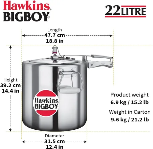 Miniatura 4 de Hawkins Bigboy - Olla a presión de aluminio, 22 litros