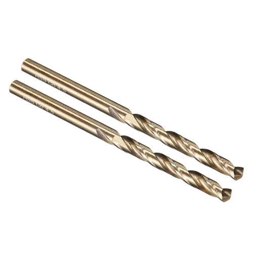 Miniatura 127 de PATIKIL Broca Jobber de 0.039 in, vástago recto M35 cobalto 5% acero de alta velocidad 135° acabado dorado para metal duro de acero inoxidable - 2