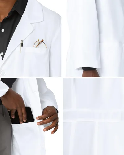 Miniatura 4 de Landau mens Unisex Relaxed Fit 5-pocket 4-button Mid-length Notebook Lab Coat 3174