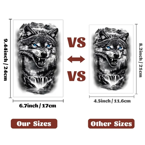 Miniatura 5 de 36 hojas de tatuajes temporales para hombres, mujeres y adultos, 12 hojas de gran tamaño, 3D, media manga, tatuajes falsos negros, tatuajes