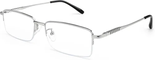 Miniatura 8 de Dollger Lentes rectangulares de luz azul para hombre, de metal, antiluz azul, bloqueo de luz azul, para computadora, a la moda, medio marco pequeño