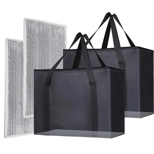 Miniatura 39 de Bodaon Paquete de 3 bolsas aisladas para entrega de alimentos para comidas calientes y frías, bolsas enfriadoras XXL, bolsa aislante para catering