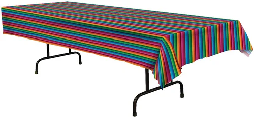 Miniatura 22 de Beistle Mantel de casa embrujada, 54 x 108 pulgadas, 2 piezas, mantel de plástico, mantel rectangular, mantel de Halloween, mantel de vacaciones