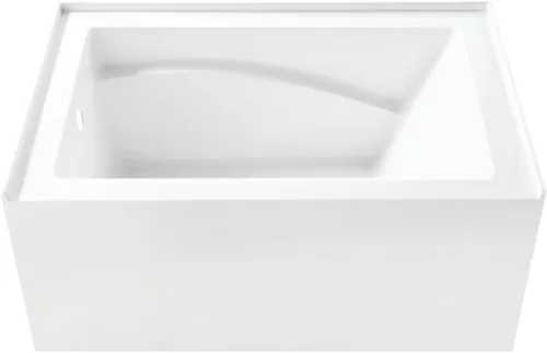 Aqua Eden VTAM4832L22D - Tina de 3 paredes acrílica antideslizante de 48 pulgadas con drenaje a la izquierda, blanco brillante