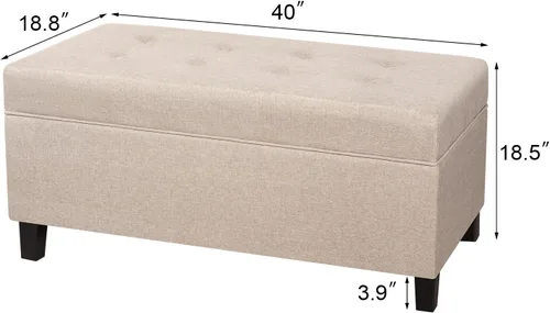 Miniatura 2 de Asense Banco otomano de almacenamiento, banco de almacenamiento de 18.8 x 40 x 18.5 pulgadas, reposapiés con patas, otomanas copetudas con bisagra