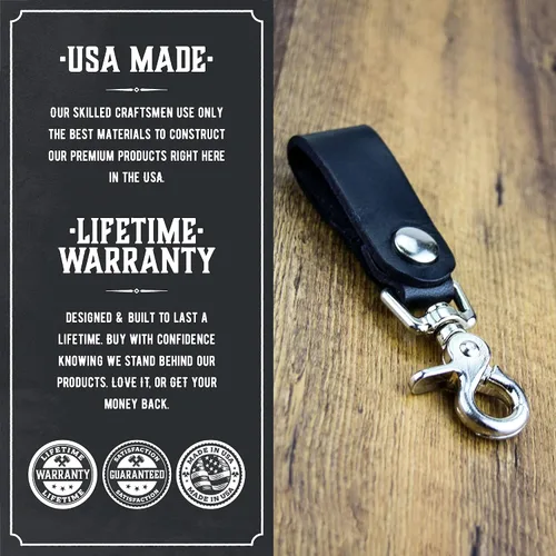 Miniatura 5 de Main Street Forge Llavero de cuero de grano completo para hombre Hecho en Estados Unidos Hecho a mano Llavero de lujo Valet