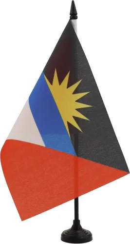 Miniatura 15 de Bandera de mesa de Anguila de 4 x 6 pulgadas, bandera de escritorio británica de Anguila, 5.9 x 3.9 in, palo y base de plástico negro AZ FLAG