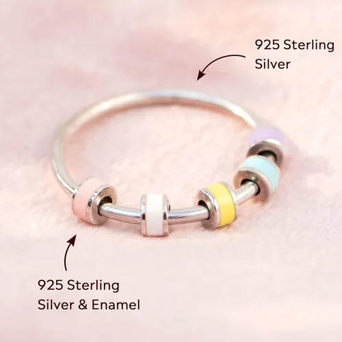 Miniatura 5 de STORYJEWELLERY Regalos de Navidad para hija, anillo antiestrés, anillos de ansiedad para mujeres, anillos giratorios para el estrés, anillo Macarons