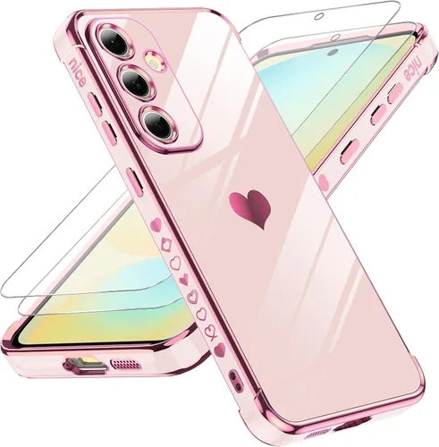 Miniatura 36 de LeYi for Moto G 5G 2025 Case: with Tempered Glass Screen Protector [2 Pcs]+ Full Camera Lens Protection,Love Heart Plating Cute Luxury Soft TPU