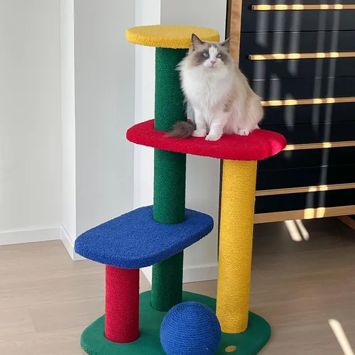 Miniatura 9 de VETRESKA Torre para gatos de varios niveles de 38.6 pulgadas, árbol para gatos con plataforma, postes rascadores de sisal y bola para rascar, centro