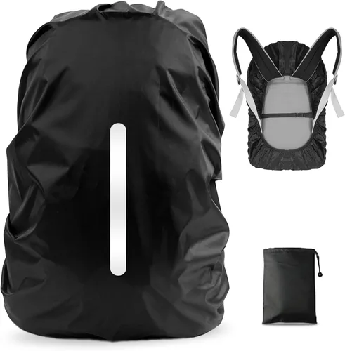 Miniatura 11 de LAMA Paquete de 2 fundas impermeables para mochila, protector reflectante a prueba de lluvia para antipolvo y antirrobo, tamaño M