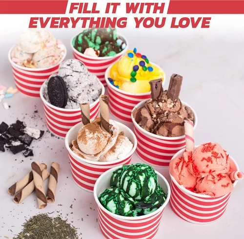 Miniatura 4 de Vasos de helado – Paquete de 100 tazas de helado para helado, tazas de postre de yogur congelado
