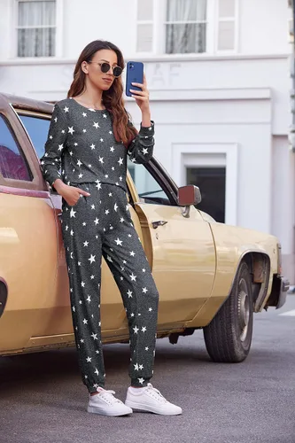 Miniatura 128 de Ekouaer Conjunto de pijama de manga larga para mujer, ropa de dormir suave con cuello redondo y bolsillos