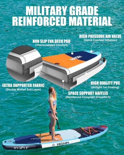 Miniatura 3 de Inflatable Stand-Up Paddle Board: Wide SUP with Full Accessories, Anti-Slip EVA Deck, Paddleboard for Yoga/Surfing/Fishing & More, for Youth &