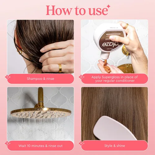 Miniatura 8 de Glaze Brillo Acondicionador de Color Súper Brillante – Rubio Miel para Cabello Rubio Medio a Oscuro – Brillo Capilar Semipermanente que se Enjuaga