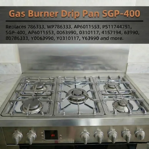 Miniatura 6 de SGP-400 Paquete de 4 Reemplazo Cuadrado Cromado de 7.75" x 7.75" para Bandeja de Goteo de Estufa de Gas Reemplaza 786333 PS11744751 WP786333