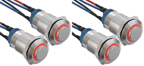 Miniatura 17 de APIELE Interruptor de botón de bloqueo de 0.472 in SPST pre-cableado de 5.906 in de cabeza redonda alta aleación de aluminio 1NO 1 normalmente