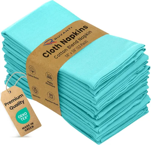Miniatura 54 de Ruvanti - Juego de 4 servilletas de tela de 45x45 centímetros, lavables, suaves, duraderas, absorbentes, mezcla de algodón. Servilletas de mesa