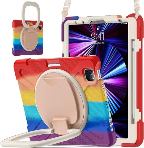 Miniatura 36 de Funda para iPad Air de 3ª generación – Funda resistente para niños con soporte giratorio, soporte para lápices y correa de transporte para iPad