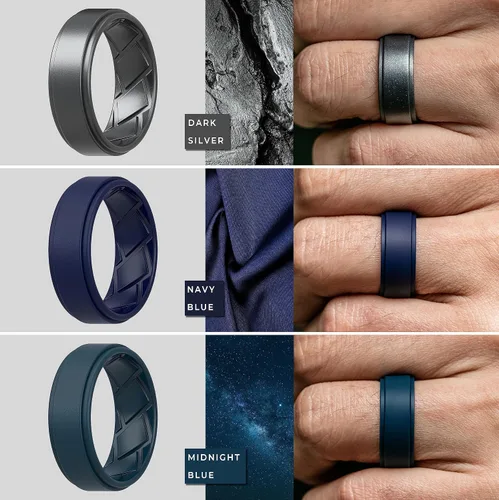 Miniatura 5 de Silicone Ring Wedding Band for Men - 8mm Width 2.3mm Thick