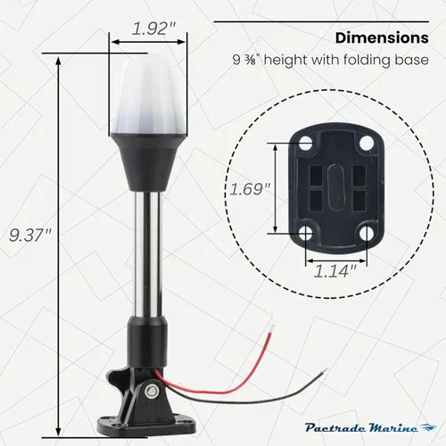 Miniatura 4 de Pactrade Marine Luces de Navegación Omnidireccionales para Barcos – Luz de Popa Blanca Incandescente de 9.4 Pulgadas